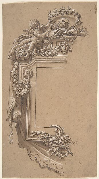 Ornamental Design with Putto and Skulls