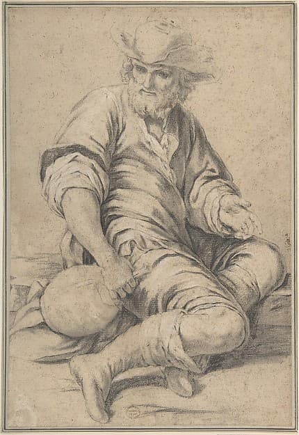 Seated Man Holding a Jug