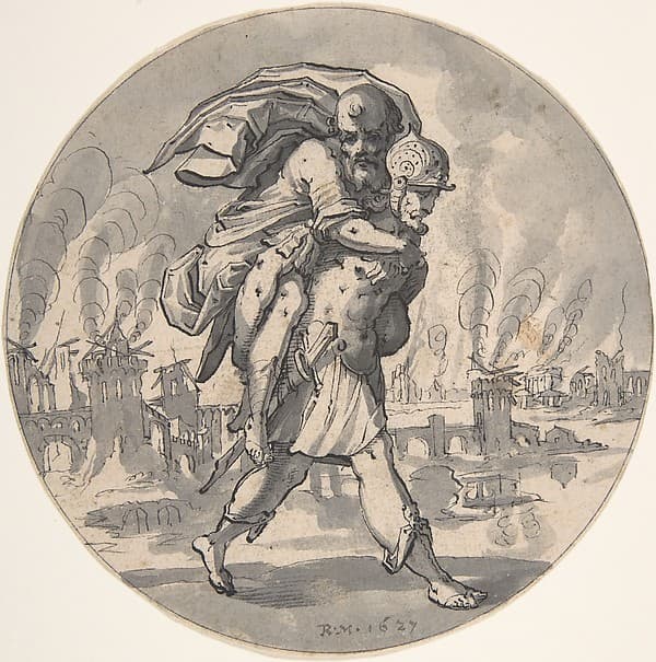 Aeneas Rescues his Father from Burning Troy