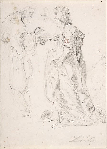A Man Holding the Hand of a Woman, Another Woman Looking On