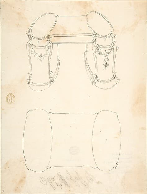 Two Design Drawings for a Writing Desk