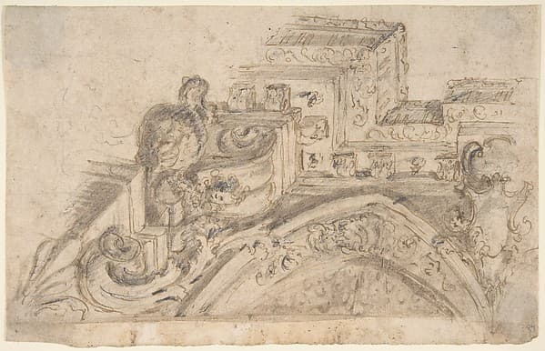 Design for the Corner of a Painted Ceiling seen in Perspective