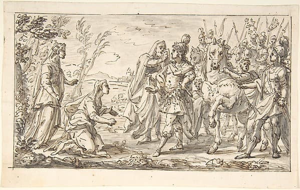 Two Women before a General