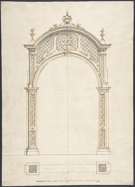 Plan and elevation of a rococo arch