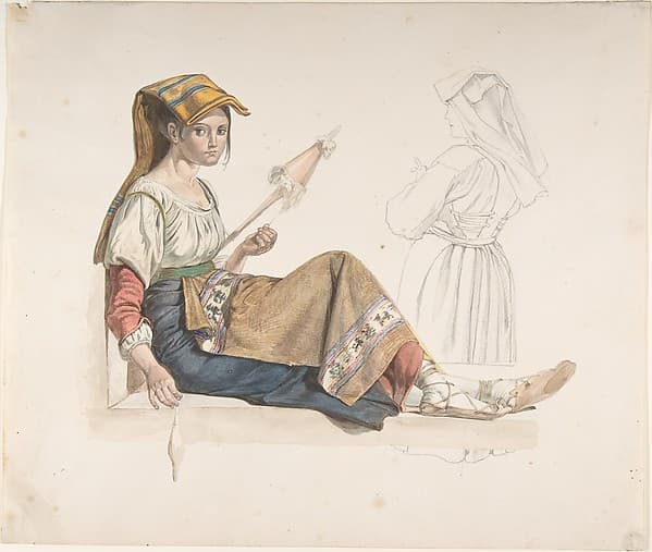 Neapolitan Woman (recto); Study for an Interior (verso)
