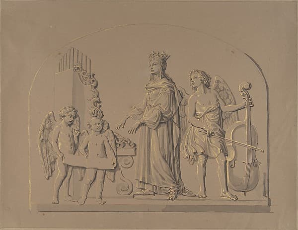 Saint Cecilia at the Organ, Flanked by Angels Making Music