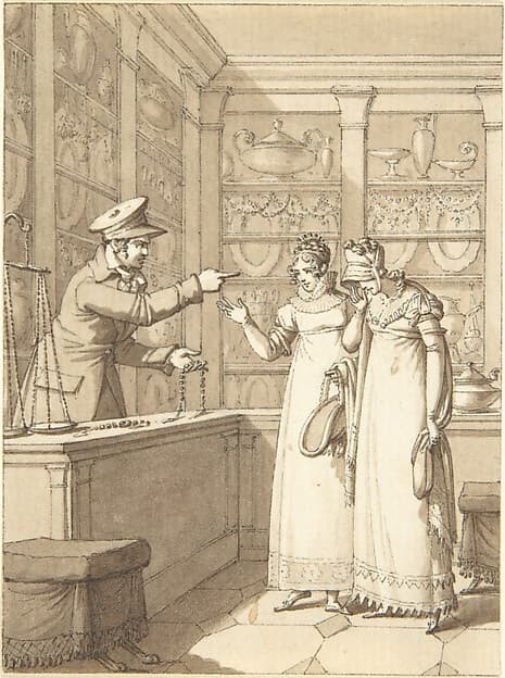 Design for a Book Illustration: Two Women in a Pawn Shop