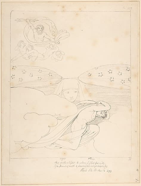 Sleep Escaping from the Wrath of Jupiter – "But gentle Night to whom I fled for Aid (the Friend of Earth and Heaven), Her Wings Display'd" (Pope's Iliad, Book 14, line 293)