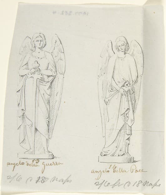 Sketches of Two Statues: Angel of War and Angel of Peace