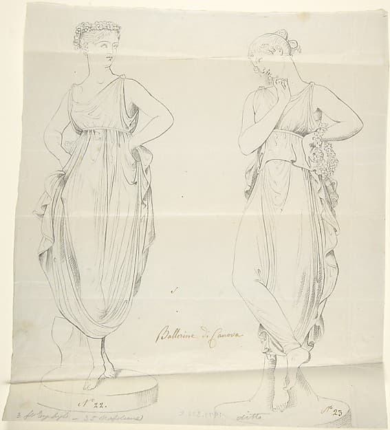 Sketch of Two Statues: Ballerinas by Canova