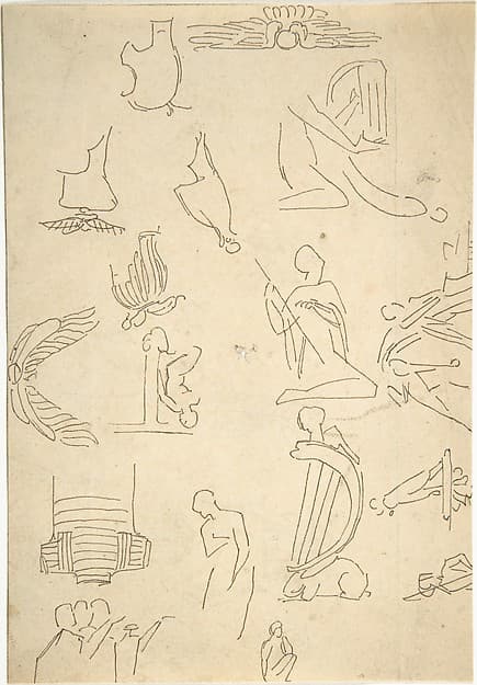 Sketches of Miscellaneous Egyptian Details and Figures (recto and verso)