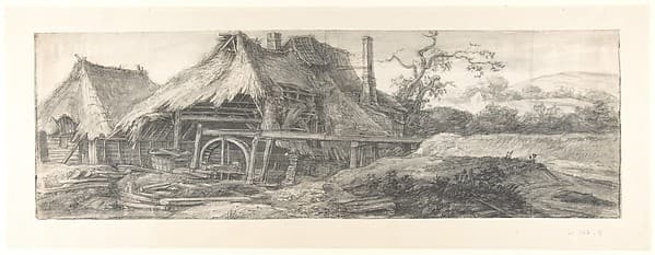 Landscape with a Mill (recto); A Steepled Façade and Farm House (verso)