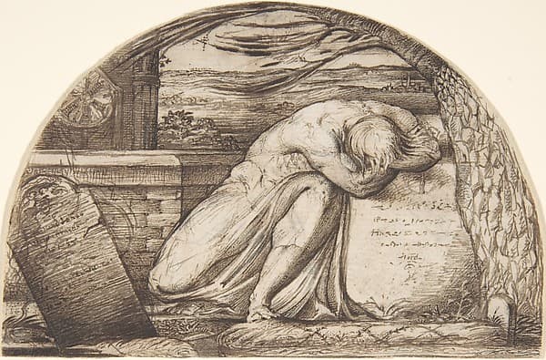 A Figure Weeping Over a Grave