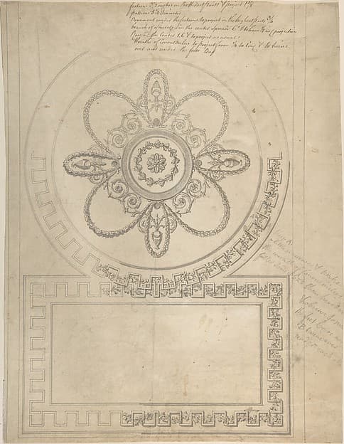Design for a Ceiling, Ampthill Park, Bedfordshire (Half plan)