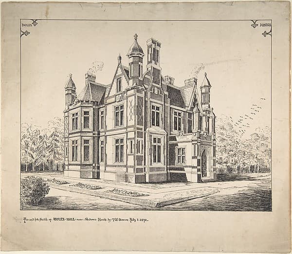 Perspective elevation, Poles Hall, near Andover, Hampshire