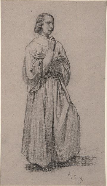 Three-Quarter View of a Standing Male Robed Figure