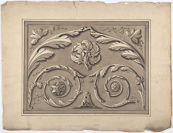 Design for an Oblong Panel Carved with Foliage