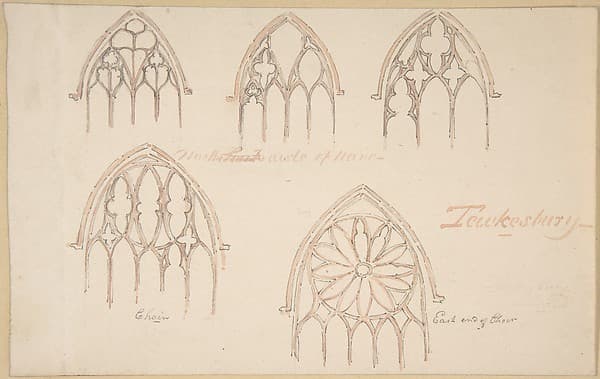 Gothic Window Traceries, Tewkesbury; Tomb (verso)