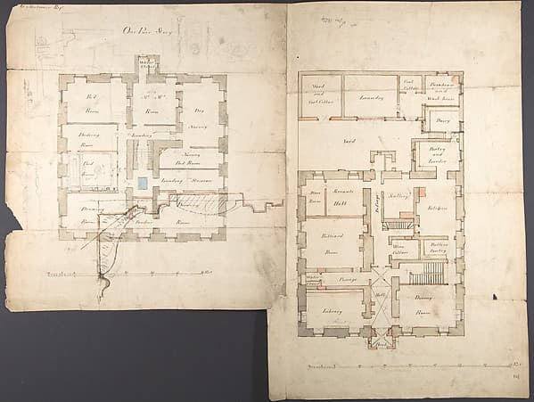 Studies of the Pavilion at Fonthill, Wiltshire and Plans of the Ground and First Floors (recto); Studies for the Pavilion in Tudor-Gothic Style (verso)