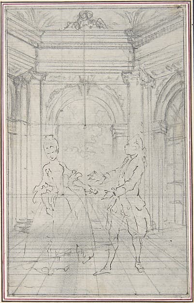 Design for a Scene in de Laujon's "L'Amoureux de quinze ans, ou la Double-Fête..."