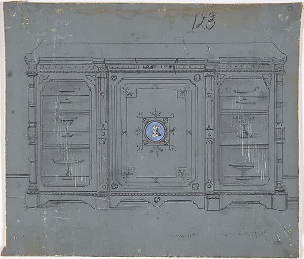 Design for a Cabinet witha Porcelain Plaque on the Center Panel