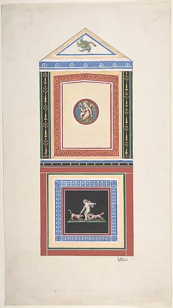 Design for Wall Decor Painted with Putti and Dogs