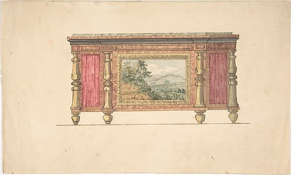 Design for Sideboard with Inset Landscape
