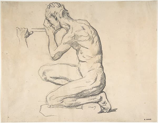 Kneeling Nude Male Figure, Facing Left