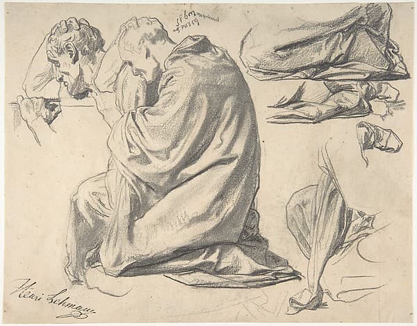 Kneeling Draped Male Figure, Facing Left