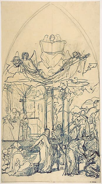 Composition Study with Figures Distributing Bread