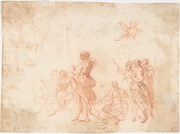 Group of Standing and Seated Female Figures (recto); Costumed Female Figure (verso)