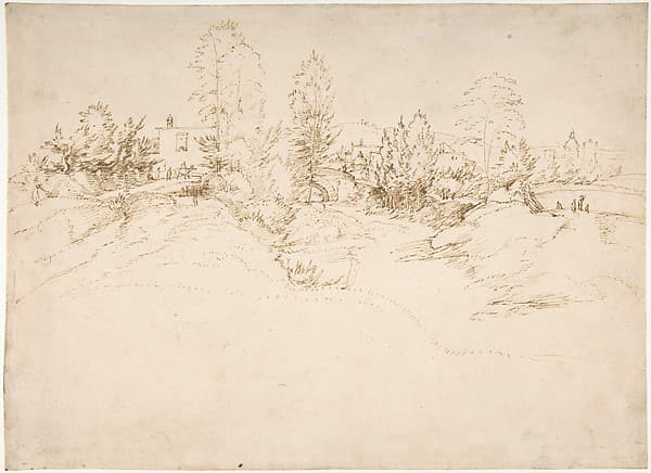 Landscape (Wooded Approach to a Town)