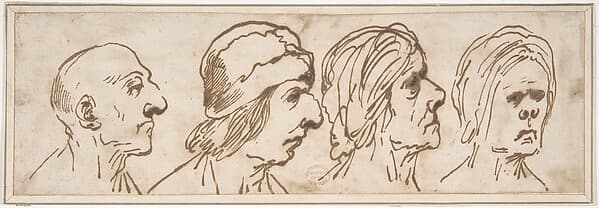 Four Caricatured Heads