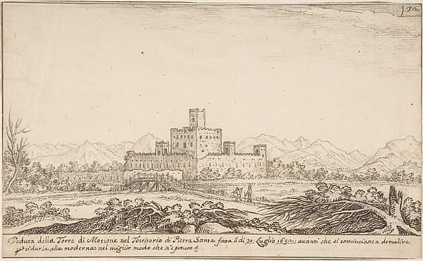 View of Motrone Castle (before its demolition around 1692)