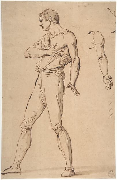 Standing Man with His Right Hand on His Chest
