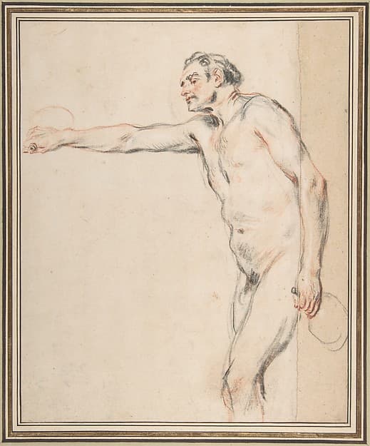 Study of a Nude Man Holding Bottles