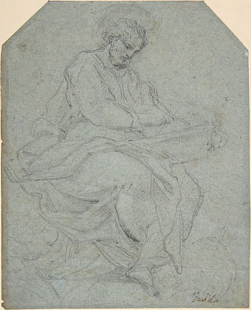 A Seated Apostle (recto); Drapery Study (verso)