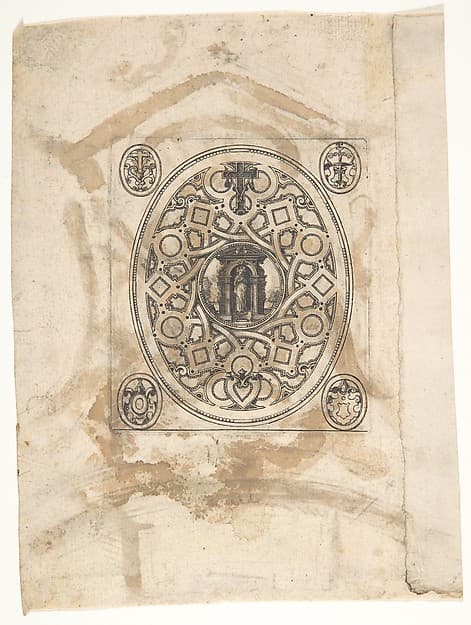 The standing Virgin with an elaborate ornamental frame