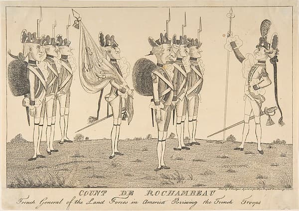 Count de Rochambeau, French General of the Land Forces in America Reviewing the French Troops