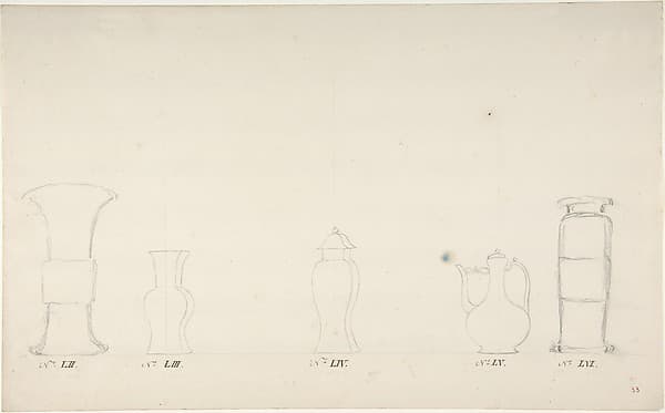Design for Four Vases and a Teapot