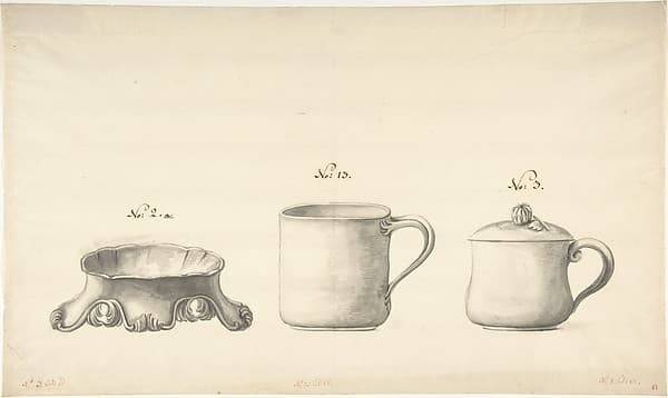 Design for a Salt Celler and Two Cups
