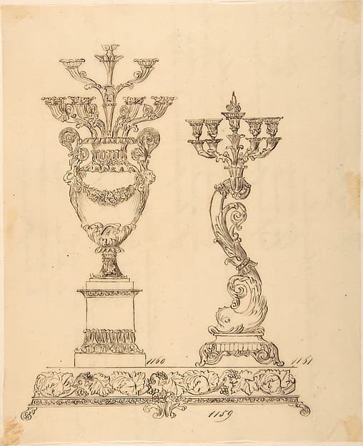 Designs for Two Candelabras and a Pedestal