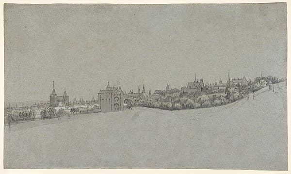 A View of Brussels from the South, with the Halle Gate at Center; verso: Landscape Sketch
