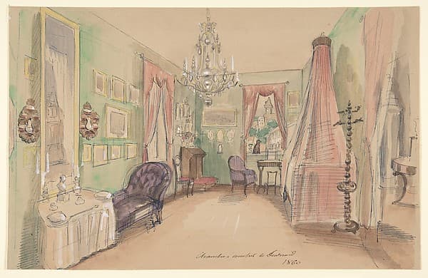 Drawing of an Interior: Bedroom