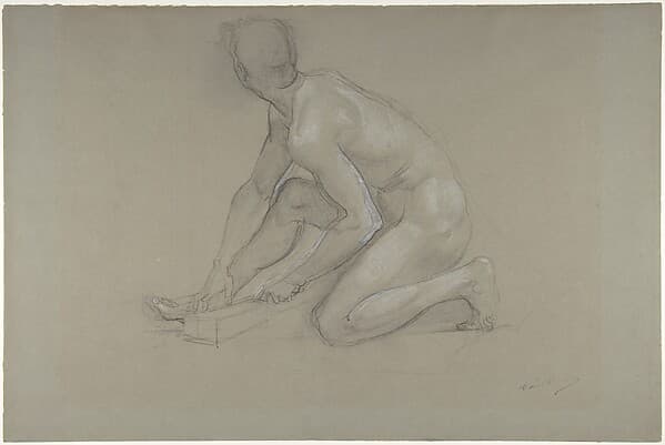 Crouching Nude Male Figure
