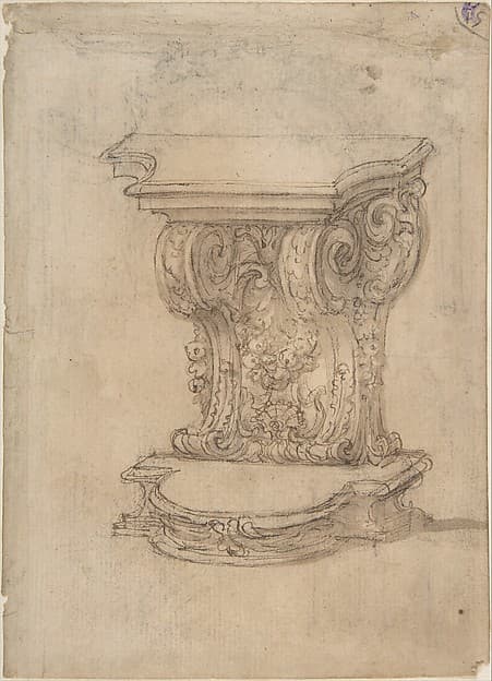 Design for a Lectern (recto); Design for a Cartouche (verso).
