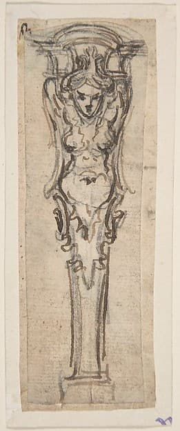 Design for a Term shaped like a Winged Female Figure