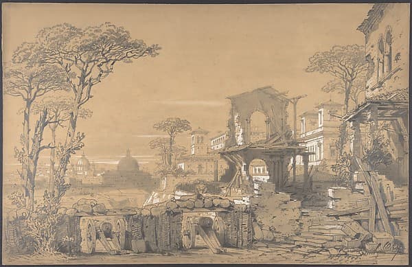Design for a Stage Set at the Opéra, Paris: Landscape Looking Toward Rome
