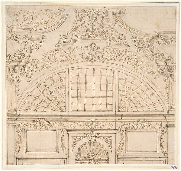 Design for the Upper Half of a Wall Elevation with a Semicircular Window
