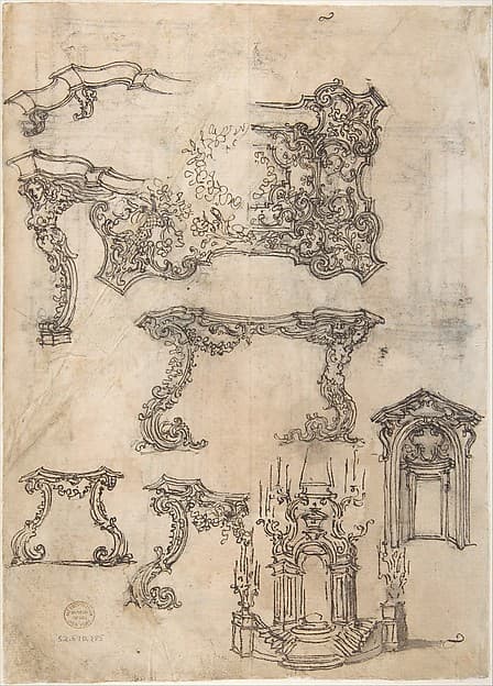 Sheet with Various Designs for Tables and a Funerary Monument